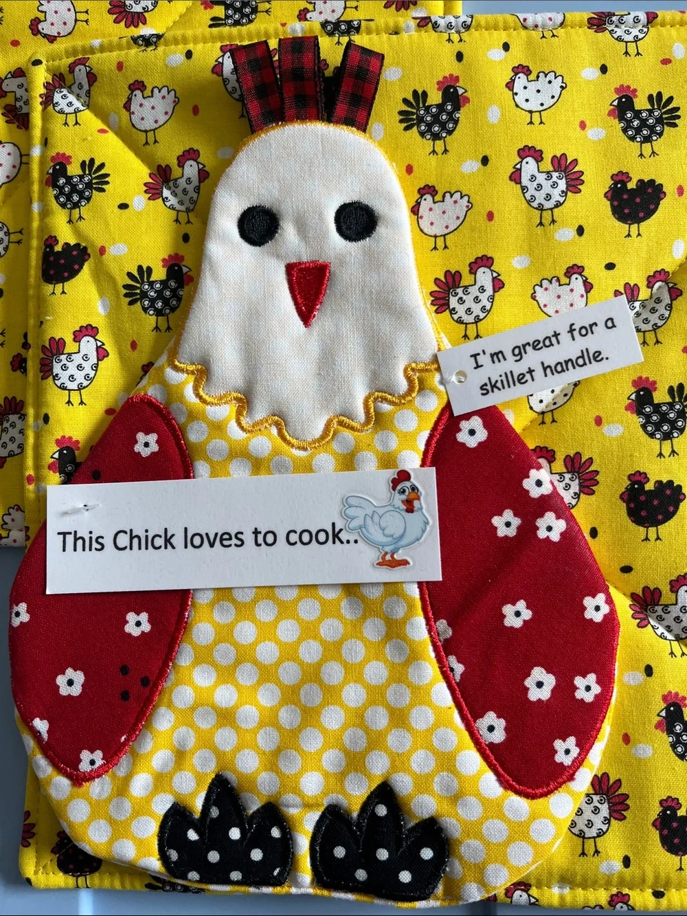 Yellow Chicken Quilted Pot Holders